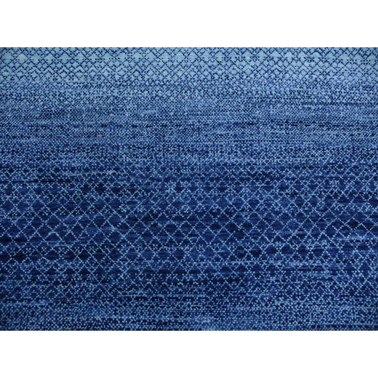 9'10"X14' Blue Modern Chiaroscuro Collection Pure Wool Hand Knotted Rug