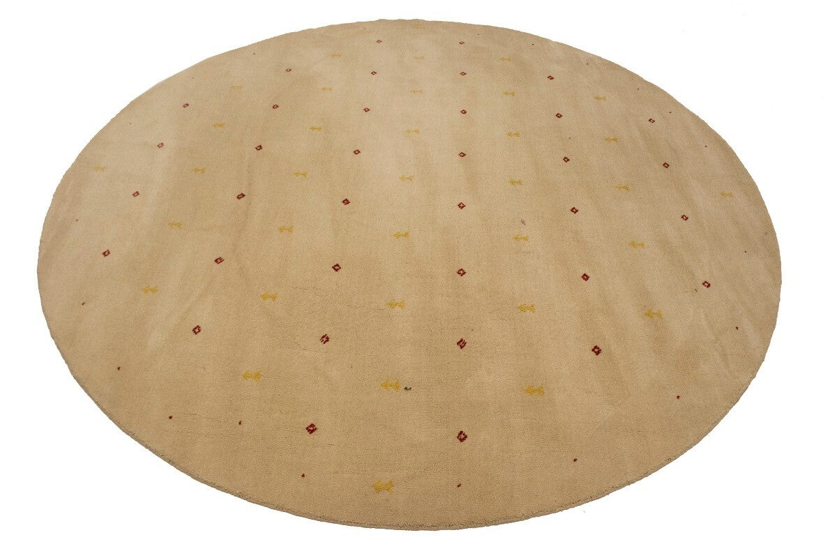 8X8 Ft Round Gabbeh Rug Modern Beige Tribal