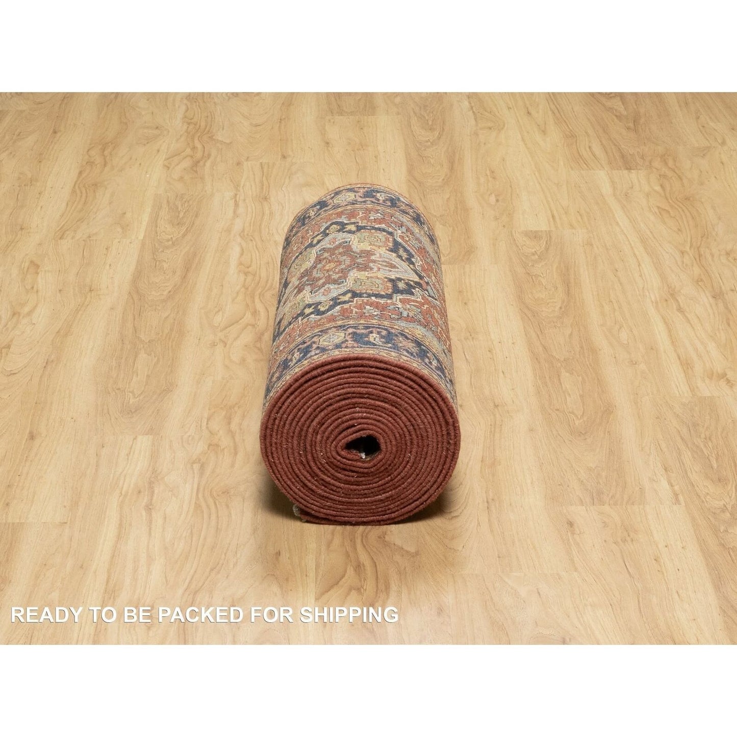 2'7"X28' Red Hand Knotted Antiqued Heri Re-Creation Wool Xl Runner Rug