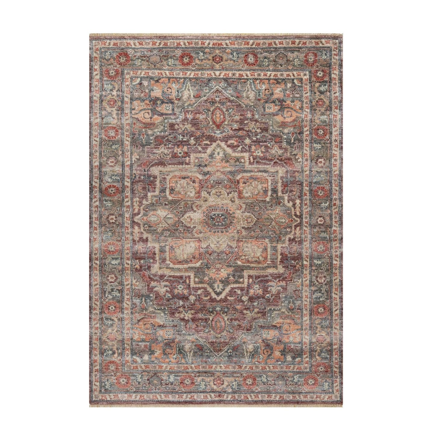 5'10"X9' Tuscan Red Hand Knotted Wool Heris Revival Oriental Rug