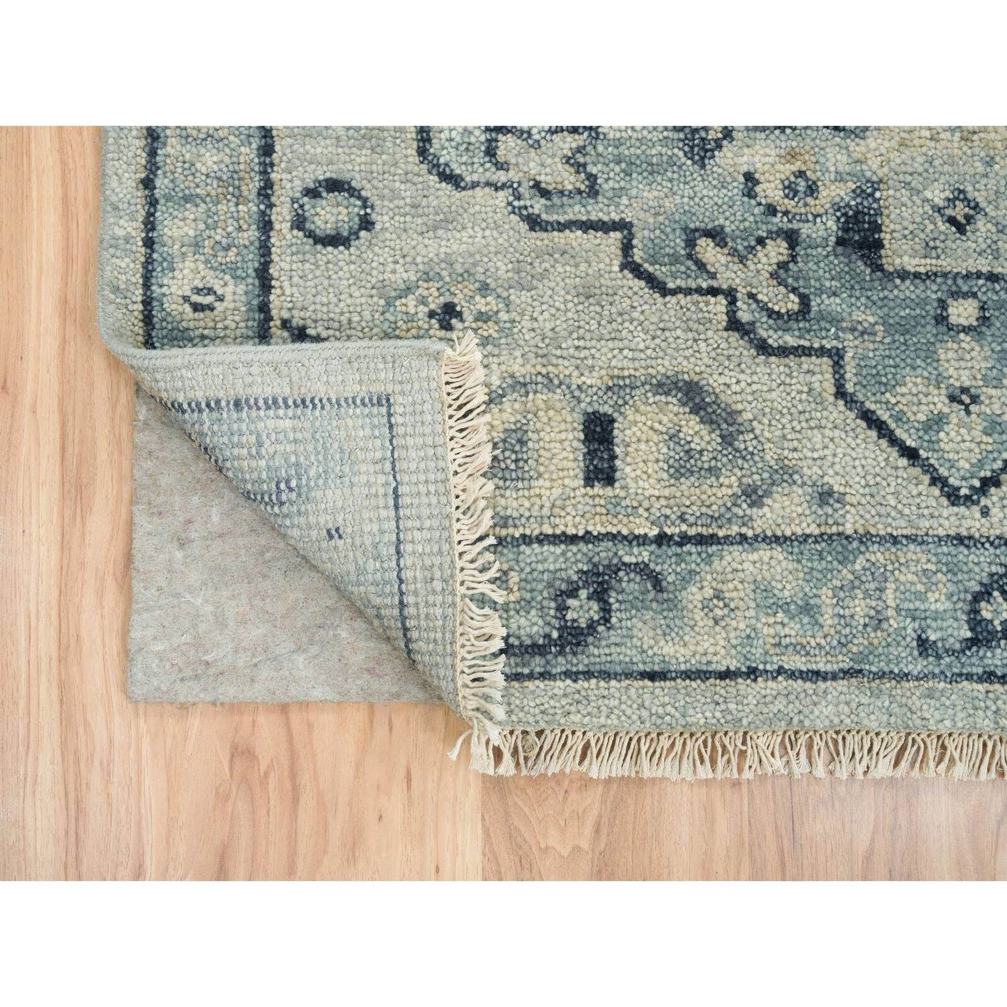 8'X10' Silver Gray Hand Knotted Anatolian Design Pure Wool Rug