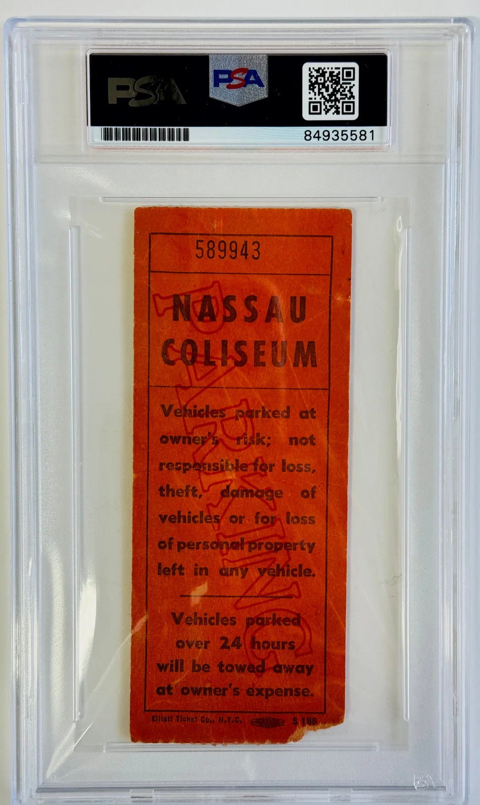 Joe Namath Signed Nassau Coliseum Ticket Stub Psa Authentic Auto