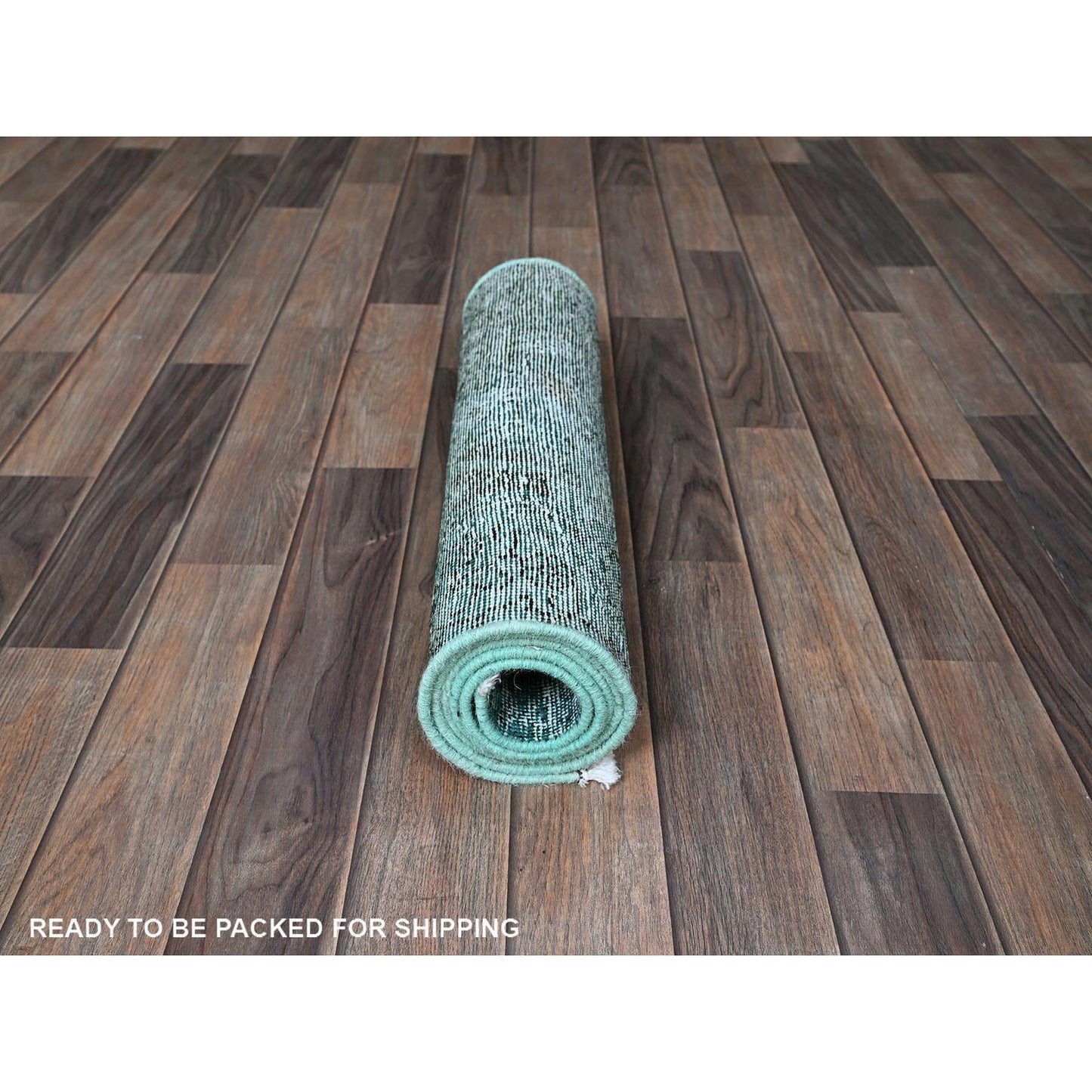 2'X5'8" Green Overdyed Vintage Zoroastrian Hand Knotted All Wool Runner Rug