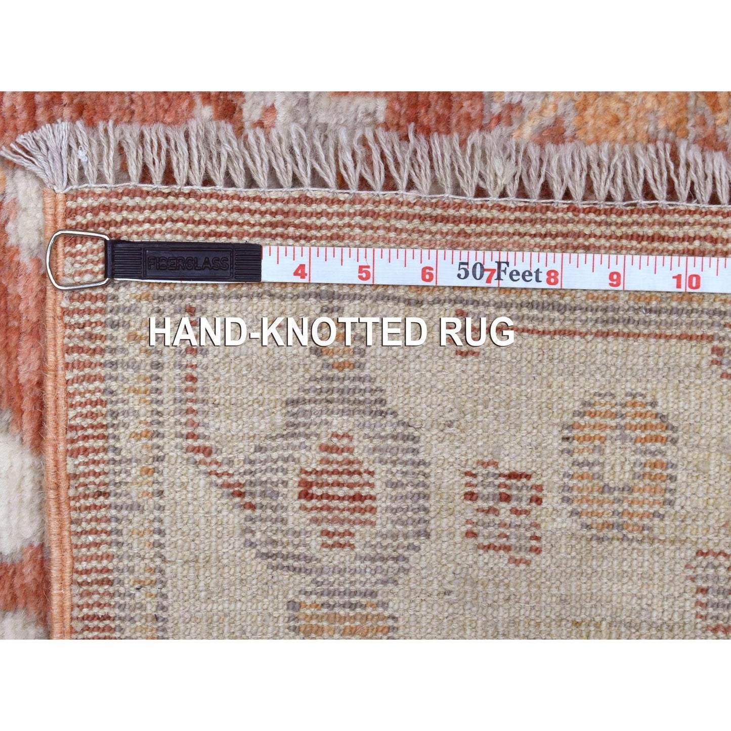 2'8"X12' Soft Wool Hand Knotted Soft Orange Angora Oushak Runner Rug