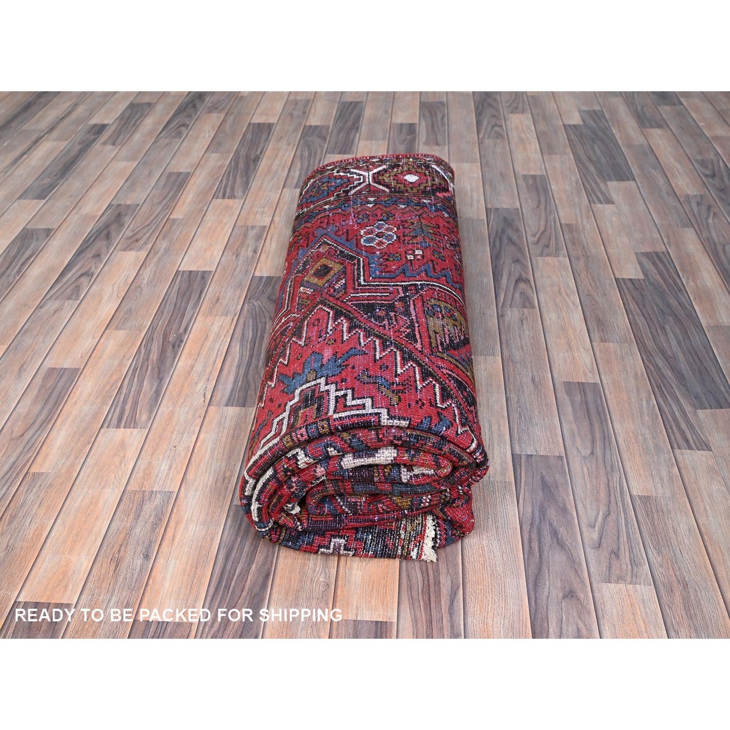 7'6"X10'7" Burnt Peanut Red Vintage Zoroastrian Heris Hand Knotted Rug
