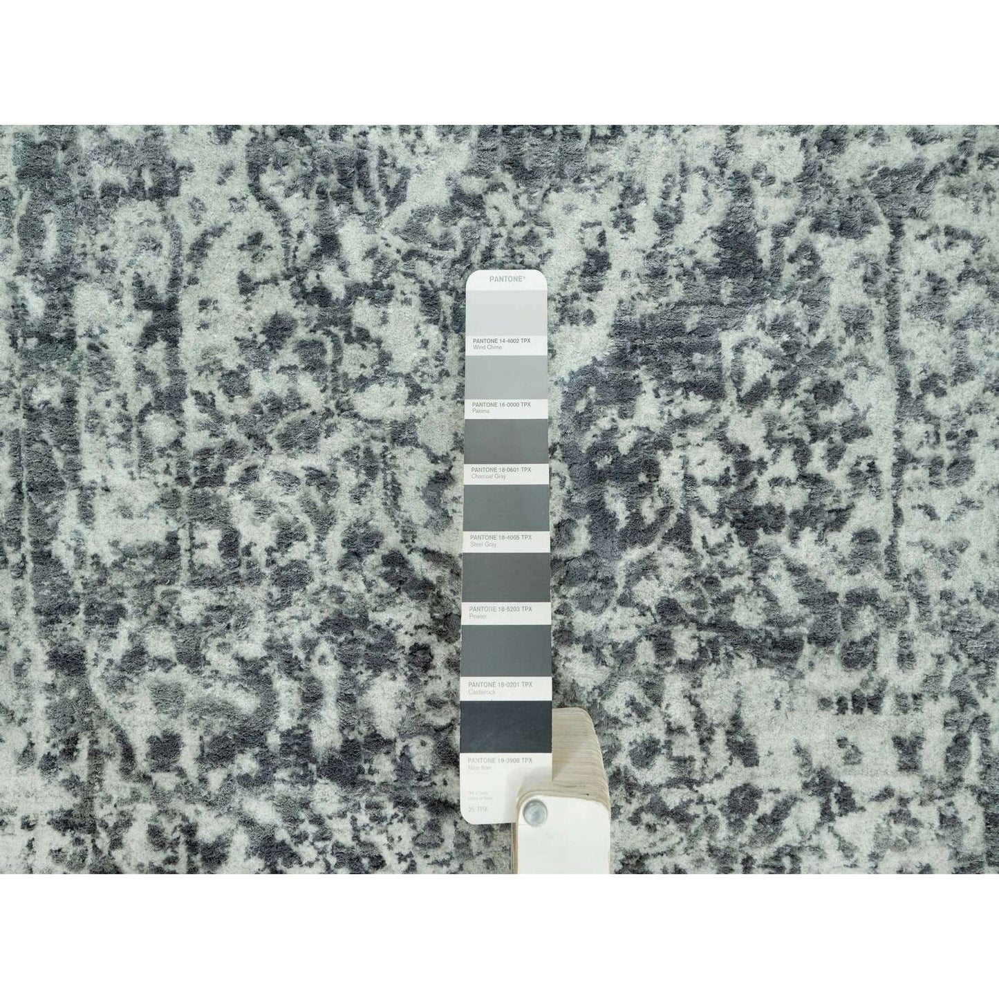 2'6"X15'8" Gray Hand Knotted Zoroastrian Design Wool Silk Xl Runner Rug