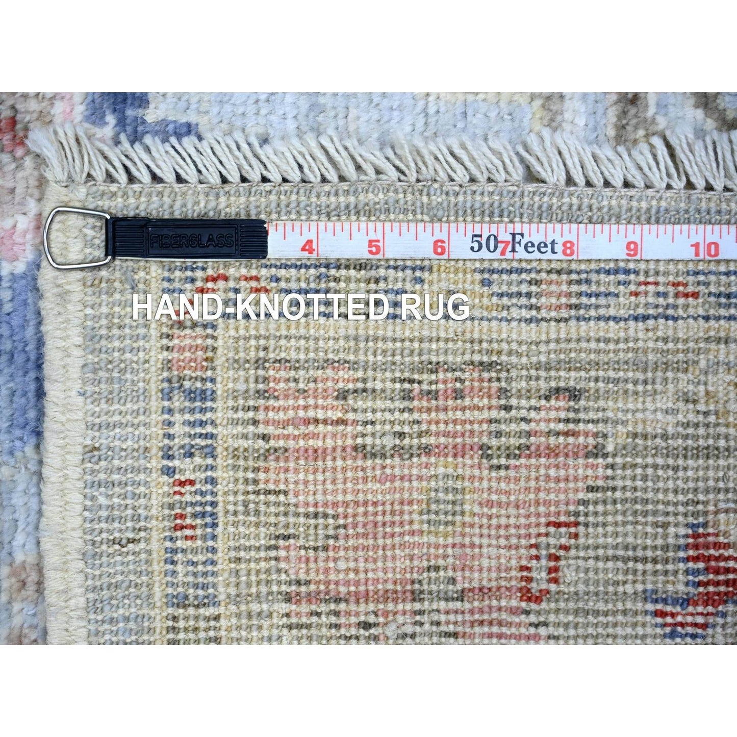4'X10' Gray Afghan Angora Oushak Pure Wool Hand Knotted Wide Runner Rug