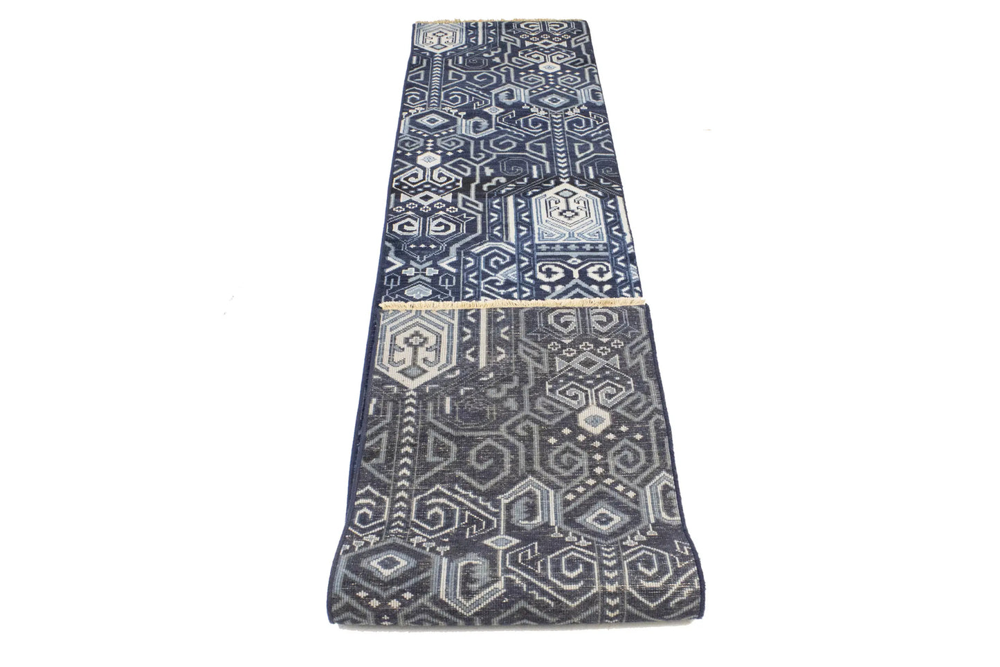 Hand-Knotted Narrow Runner Rug Modern