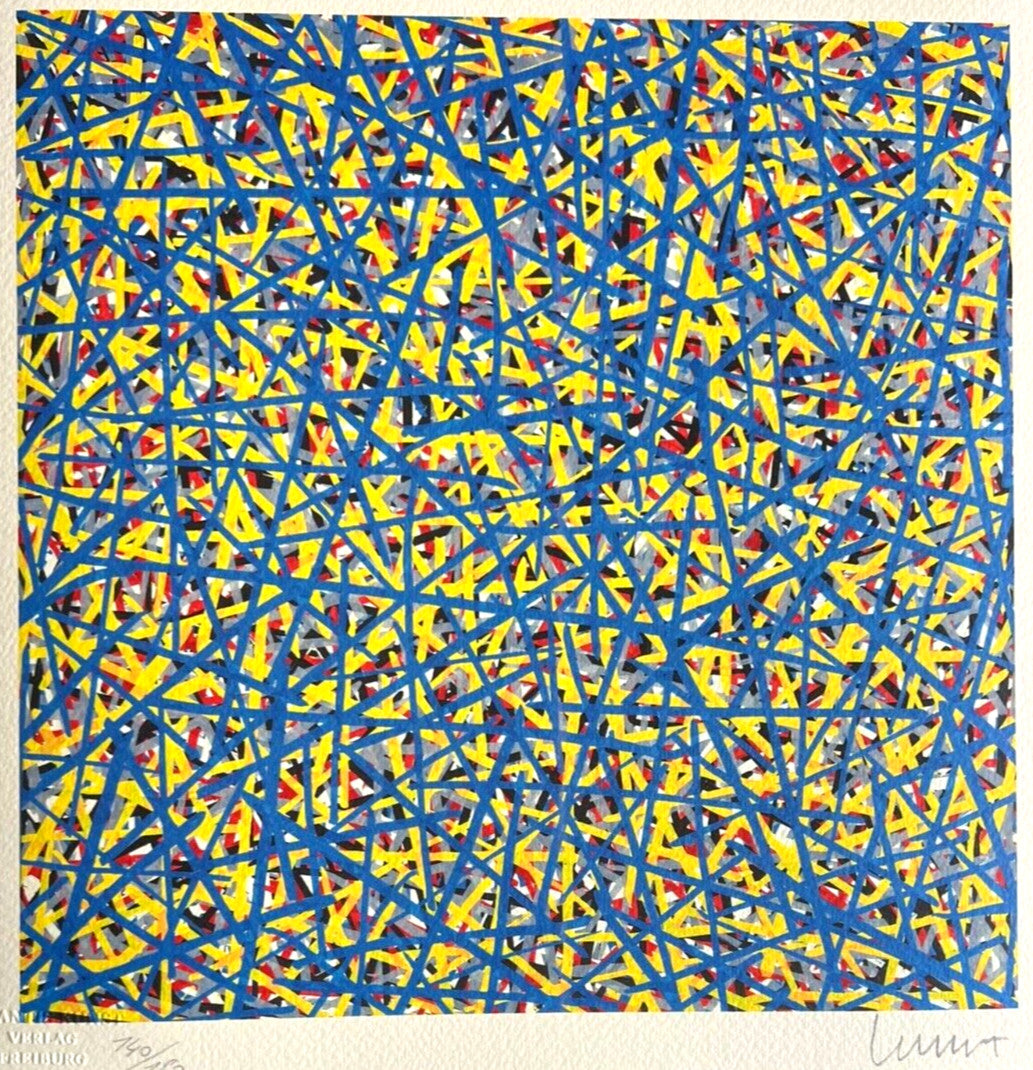 Sol Lewitt Lithograph Coa Hand Numbered Signed O.P. Stamp
