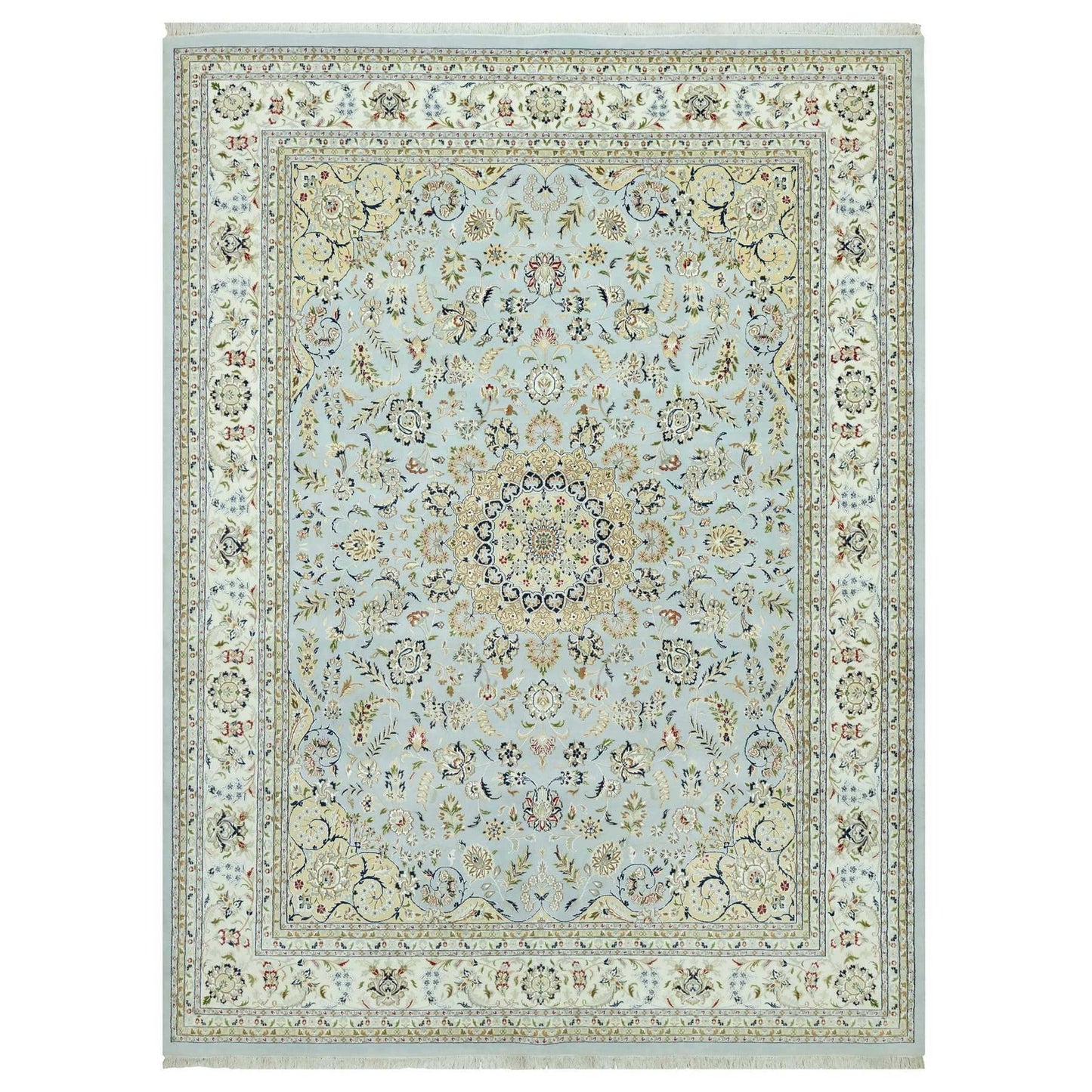 11'6"X15'6" Oslo Blue Nain Design Velvety Wool Hand Knotted Oversized Rug