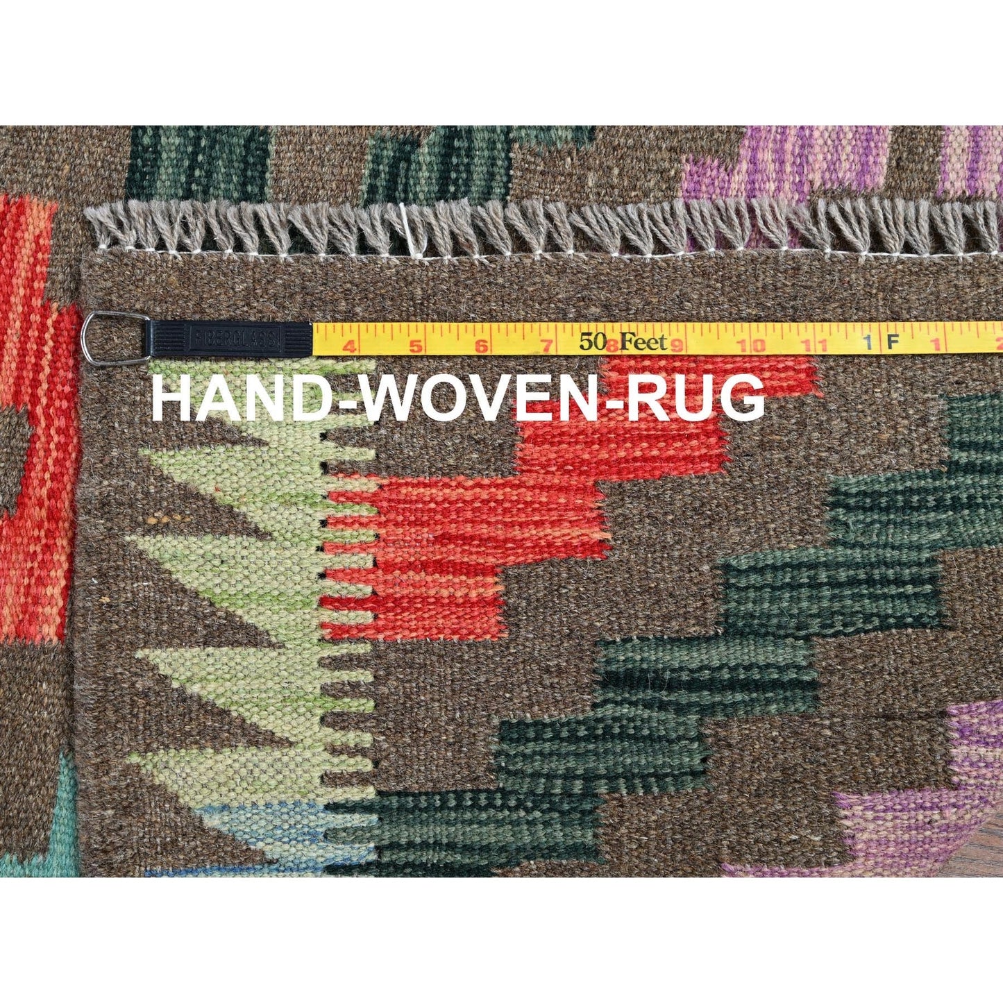 2'9"X9'10" Taupe Afghan Kilim Pure Wool Flat Weave Hand Woven Runner Rug