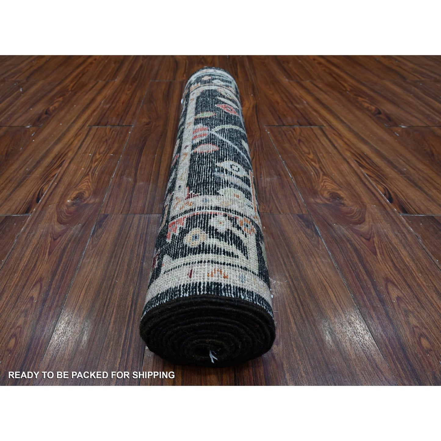 2'10"X12' Eerie Black Tribal Design Angora Oushak Runner Oriental Rug