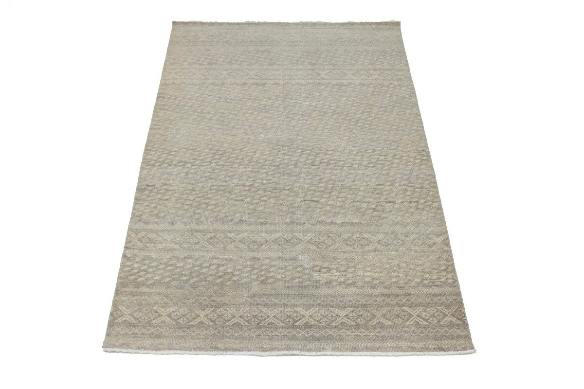 5X8 Ft Handmade Wool Area Rug Muted Beige Vintage