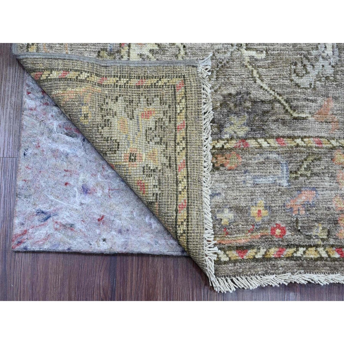 2'10"X11'10" Brown Hand Knotted Afghan Angora Oushak Pure Wool Runner Rug
