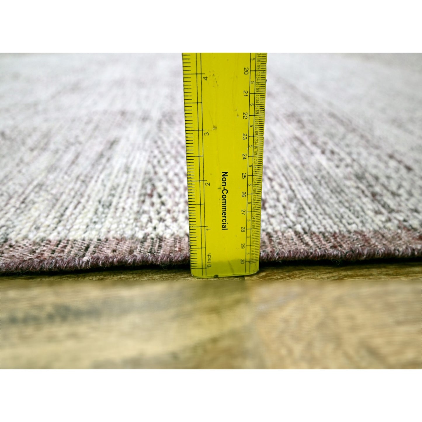 8'9"X12'1" Red & White Oxidized Grass Design Hand Knotted Pure Wool Rug