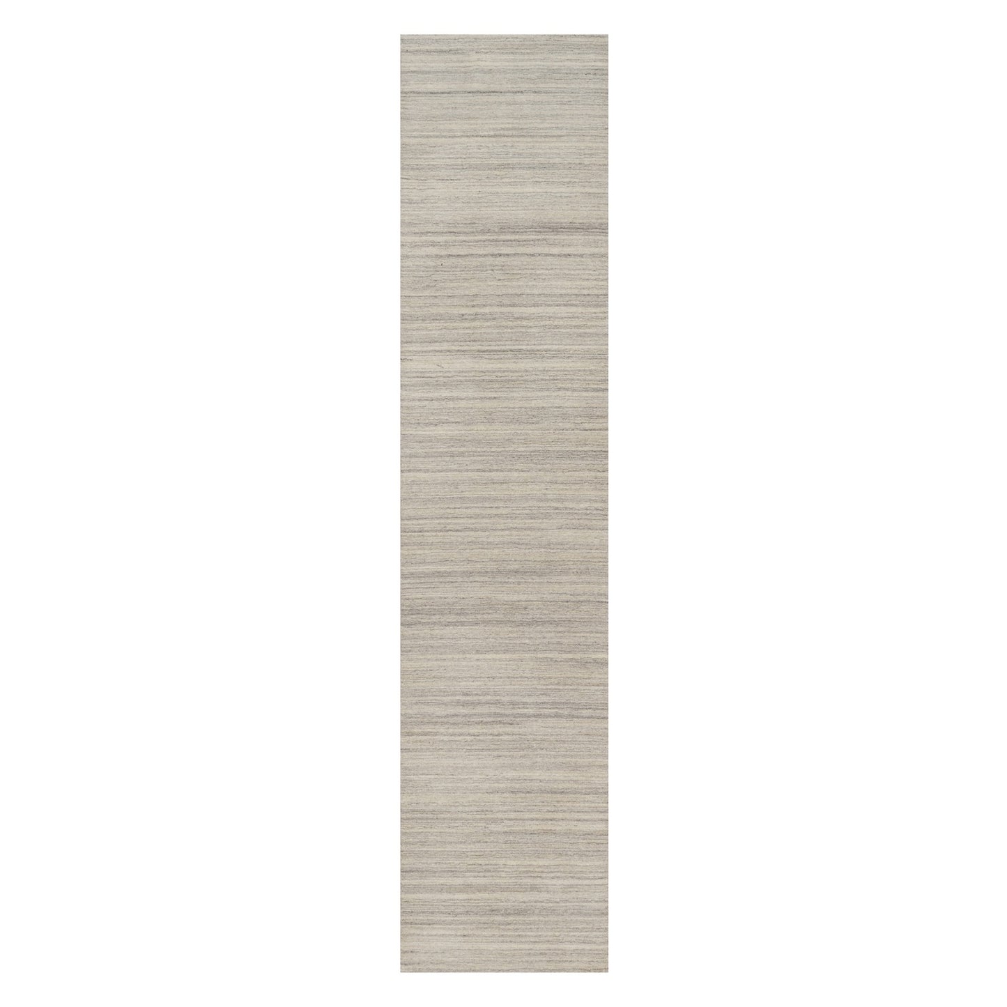 2'7"X12' Ivory Hand Loomed Plain Modern Design Undyed All Wool Runner Rug