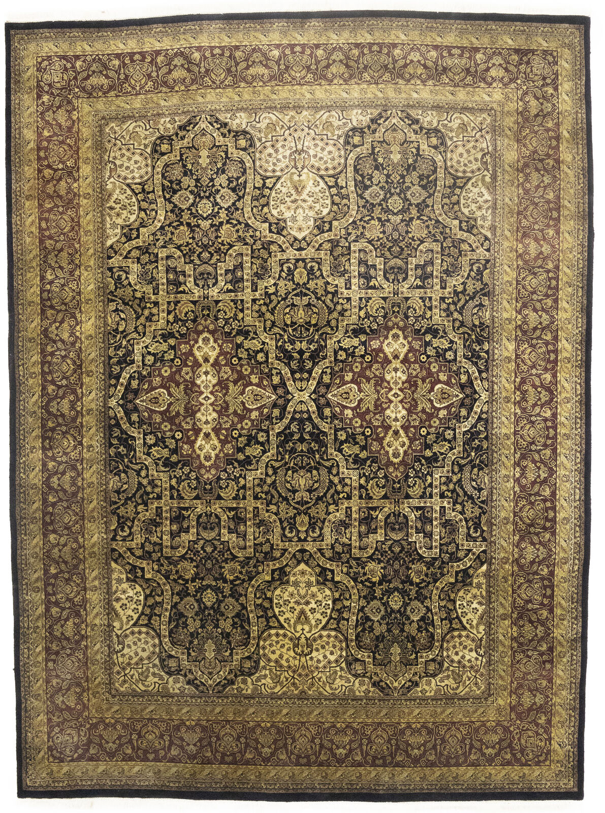 Hand-Knotted Agra Jaipur Oriental Rug Floral