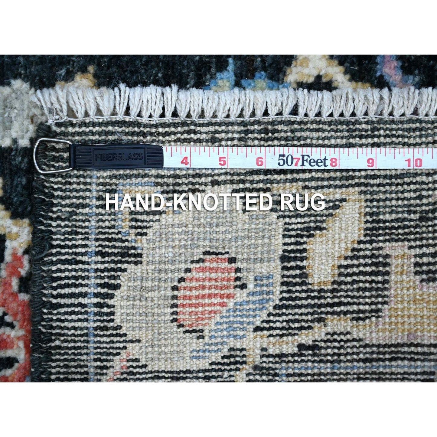3'2"X11'5" Midnight Black Afghan Angora Oushak Runner Oriental Rug
