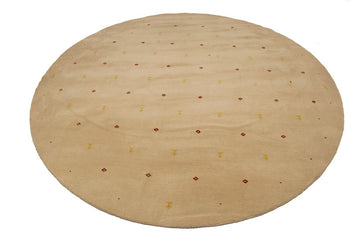8X8 Ft Round Gabbeh Rug Modern Beige Tribal
