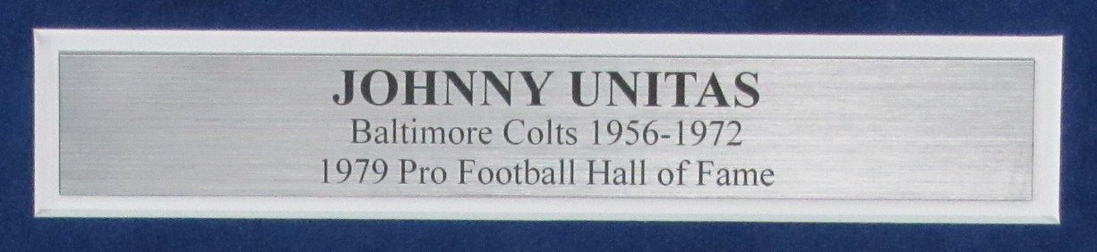 Johnny Unitas Hof Signed 3X5 Index Card W/ Photo
