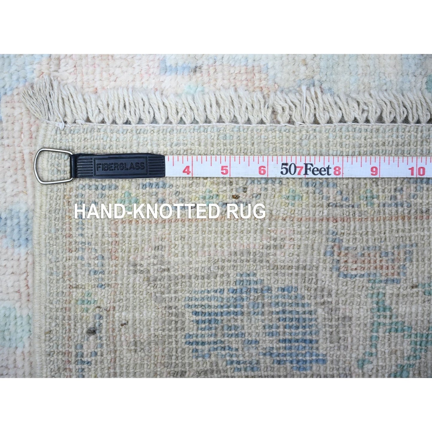 3'X15'9" Oyster Shell Gray Hand Knotted Angora Oushak Wool Xl Runner Rug