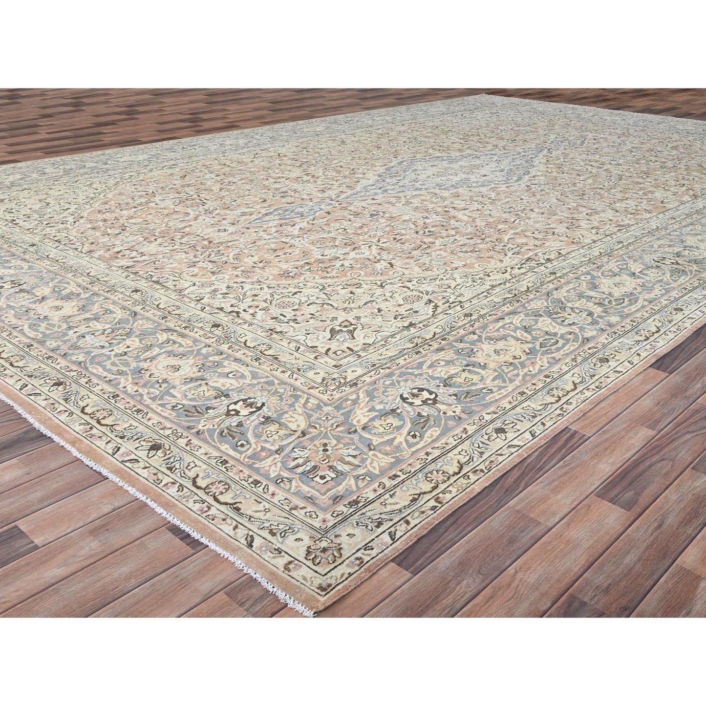 11'1"X17'2" Peach Zoroastrian Hand Knotted 100% Wool Oversized Rug