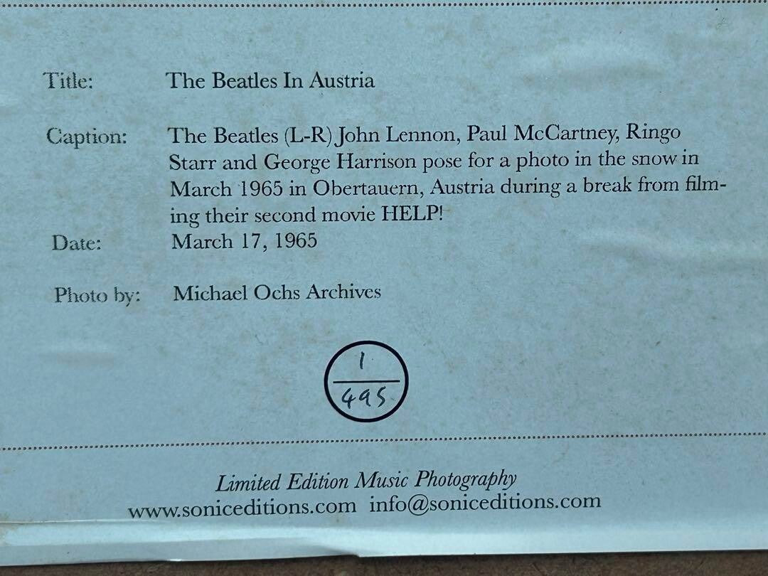 The Beatles In Austria | Limited Edition Print Sonic Editions Art Photo