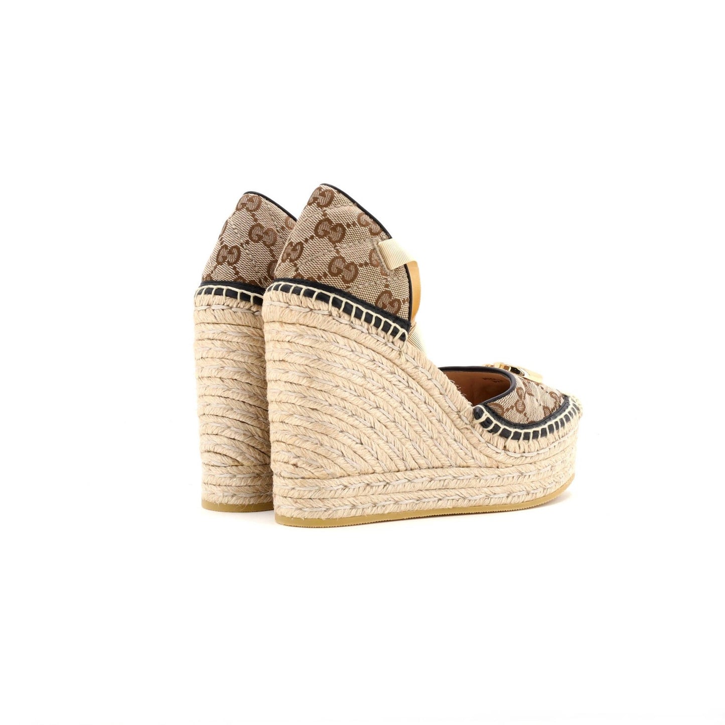 Gucci Women'S Gg Marmont Wedge Espadrilles Diagonal Quilted Gg Canvas