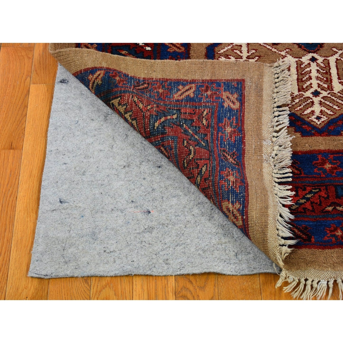 4'1"X12'8" Brown Antique Farsian Serib Wide Runner Wool Hand Knotted Rug
