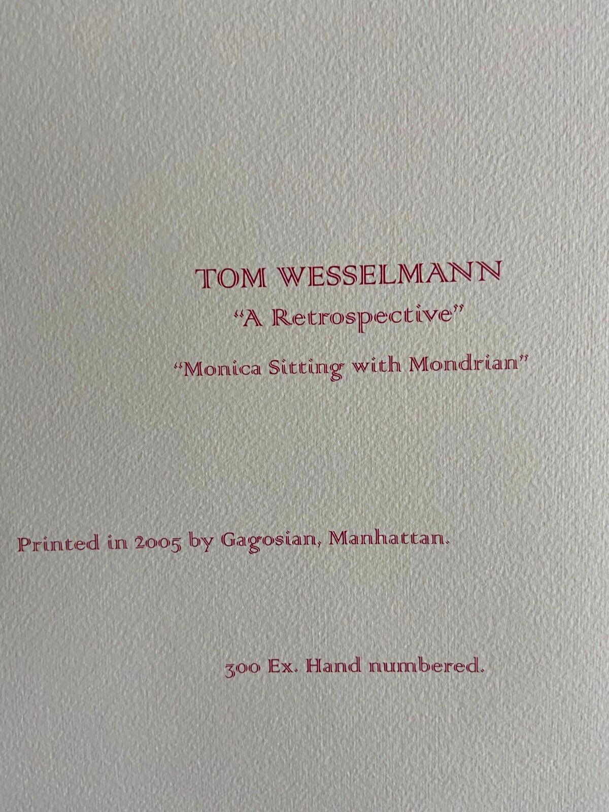 Tom Wesselmann Lithograph Handmade Coa Signed Op Limited Edition