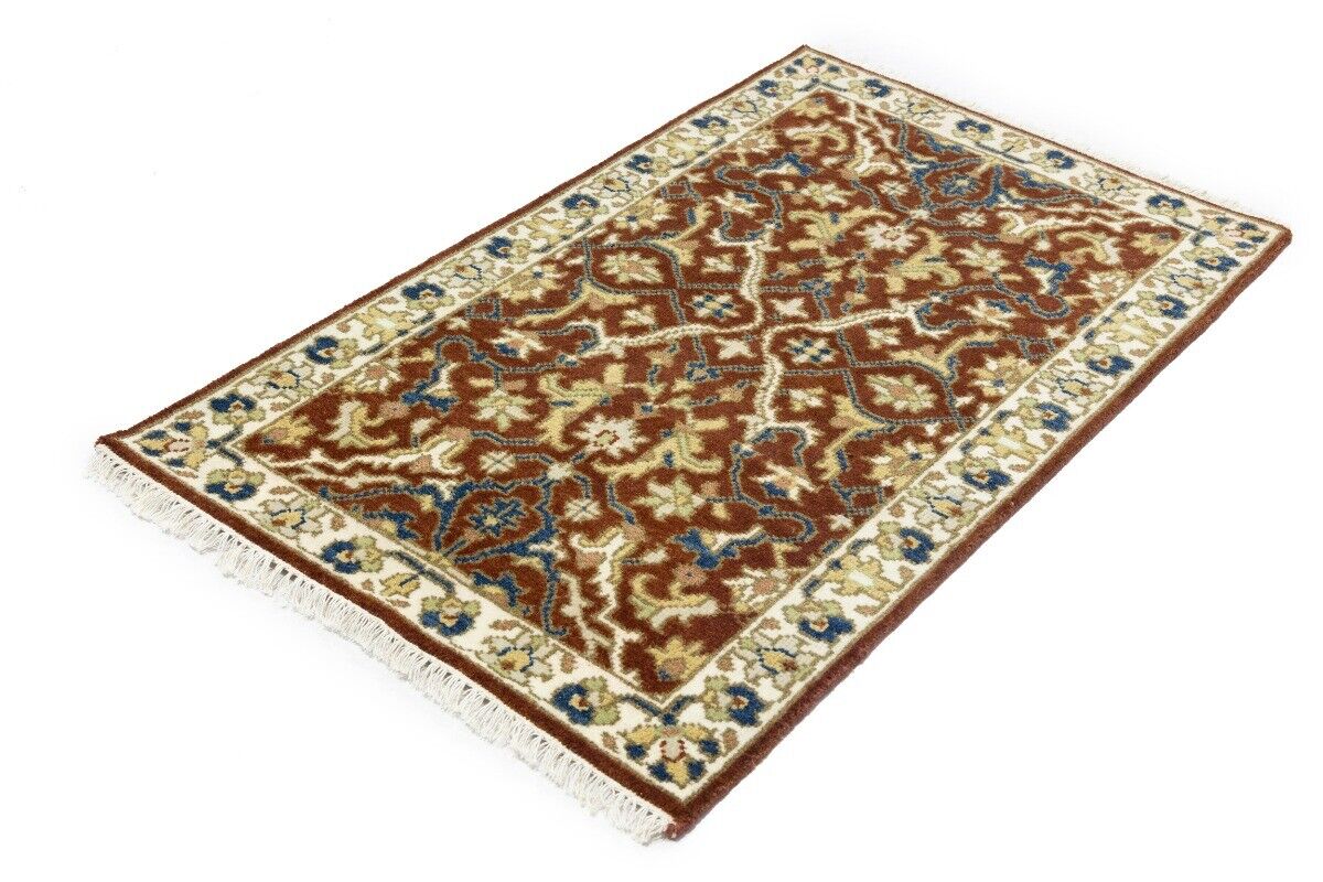 Handmade Rust Floral Chobi Rug Small Entryway