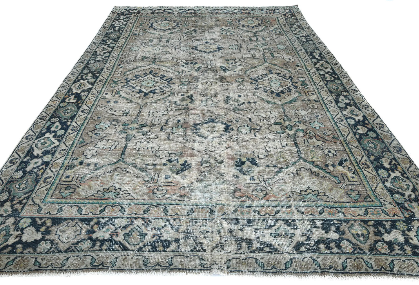 Antique Hand-Knotted Oriental Rug 7X10 Ft Floral
