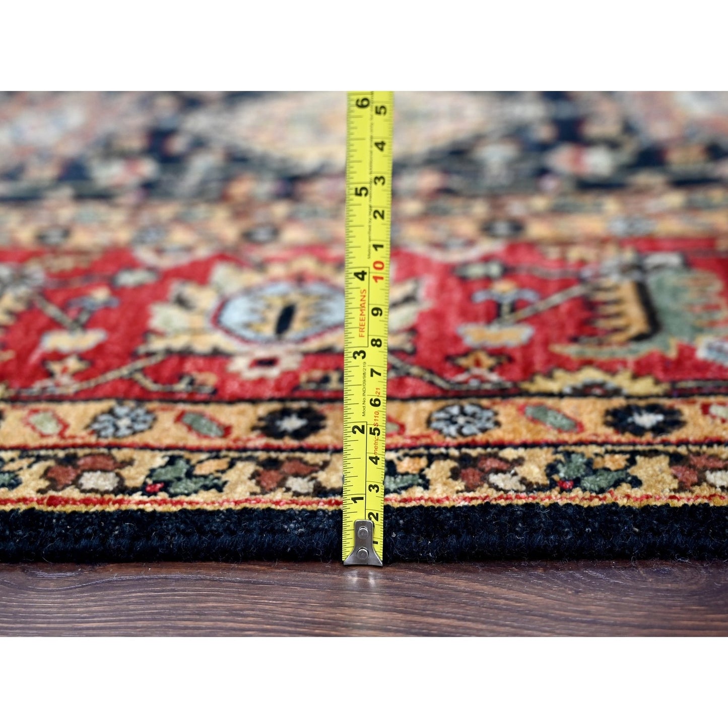 8'X8' Black Wool Karajeh Design Hand Knotted Square Oriental Rug