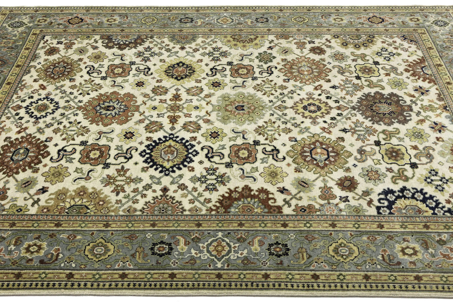 Wool Oriental Rug Geometric Style Carpet Farmho