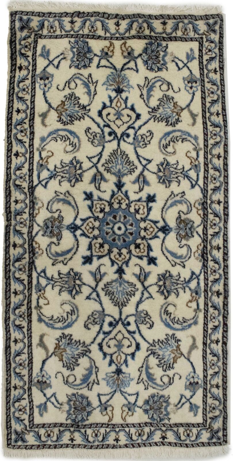 Small Cream Nain Oriental Rug Handmade Plush