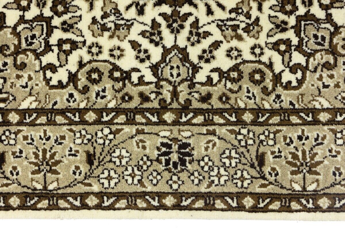 Handmade Kirman Square Rug Cream Floral Medallion