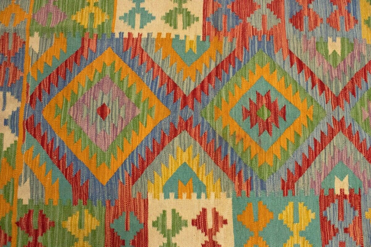Multicolor Kilim Rug Geometric Design Office