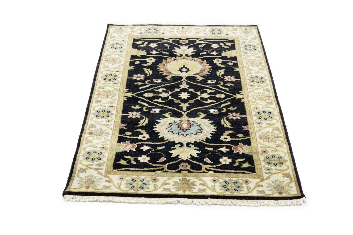 Handmade Black Osh Chobi Peshawar Rug Small