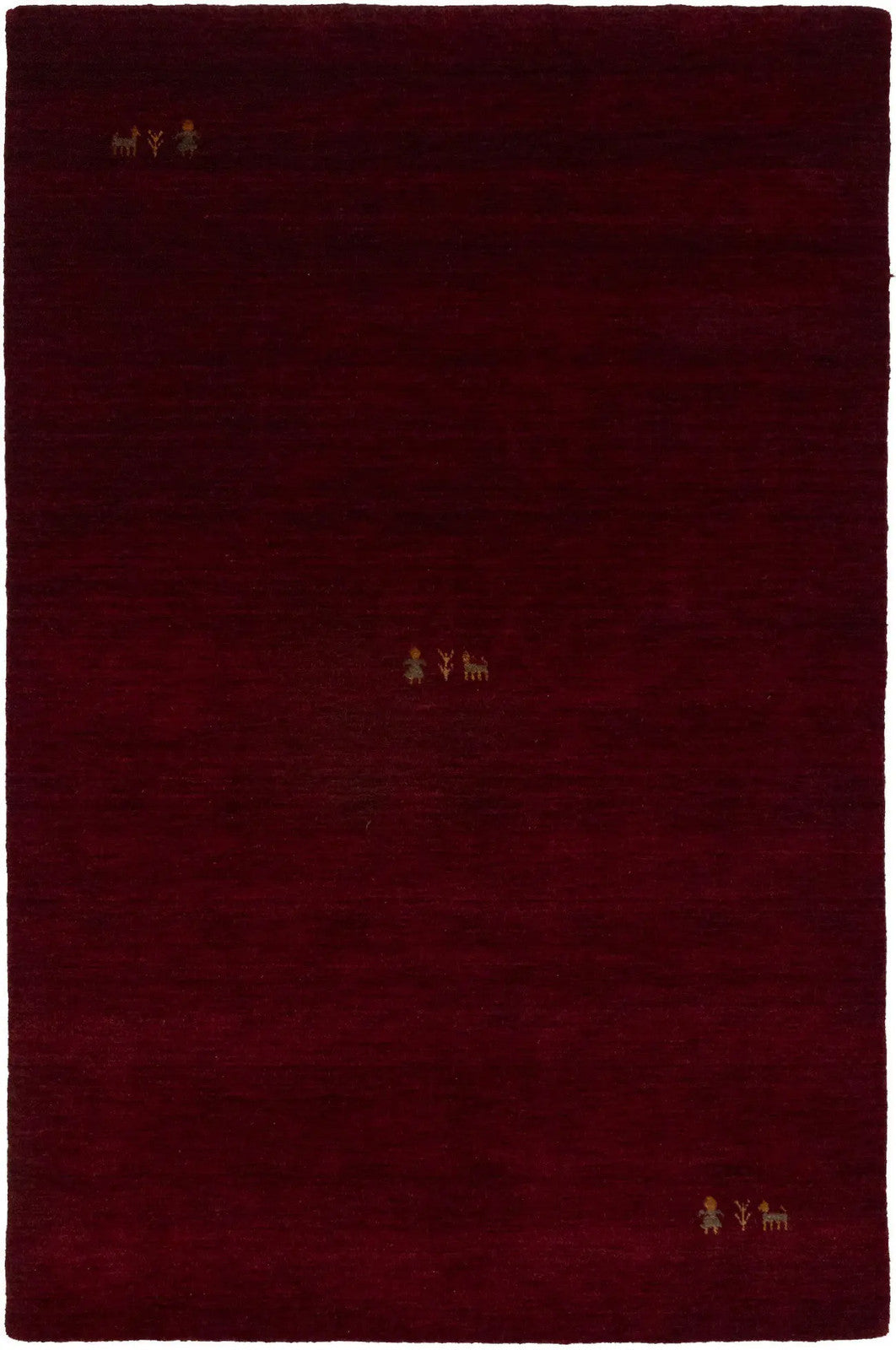 Maroon Red Gabbeh Modern Rug Pictorial Wool Home