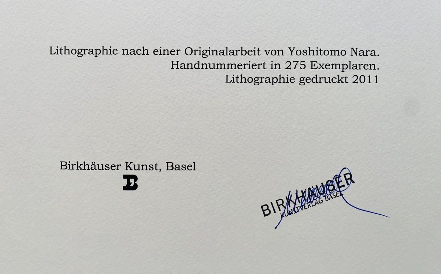 Yoshitomo Nara Lithograph Coa Signed In Pen Numbered In Pencil