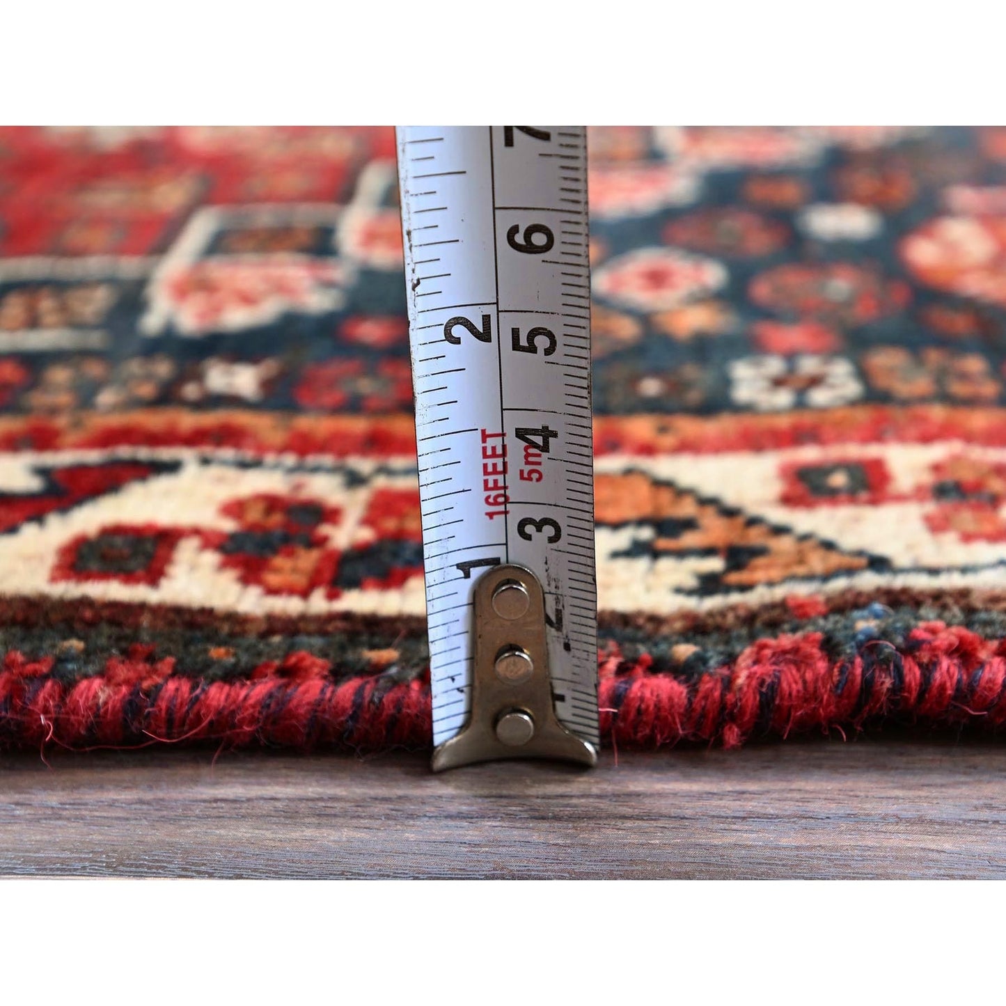 3'6"X5'1" Scarlet Red Vintage Zoroastrian Sheeraz Hand Knotted All Wool Rug