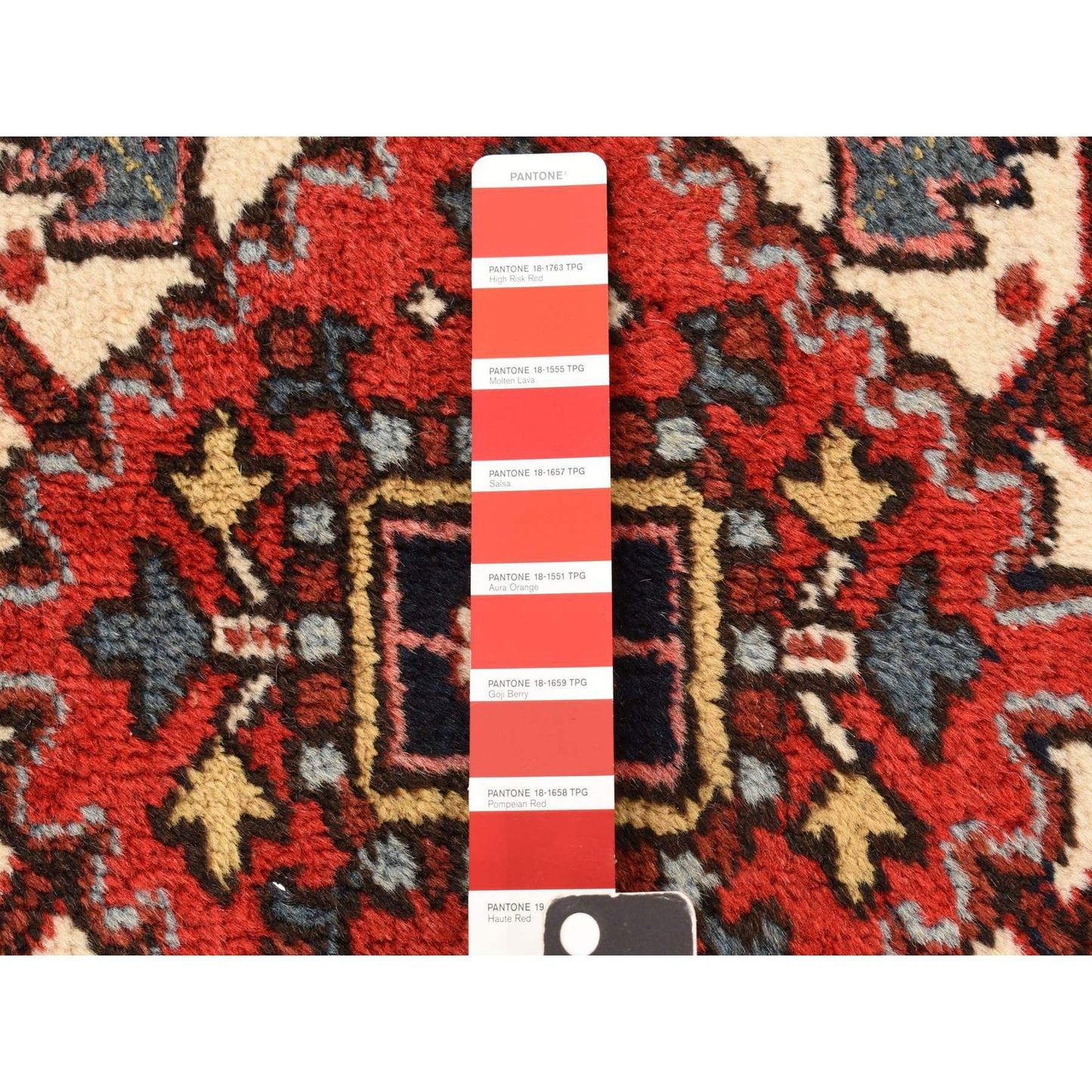 11'X13' Rose Red Zoroastrian Heris Clean Wool Hand Knotted Squarish Rug