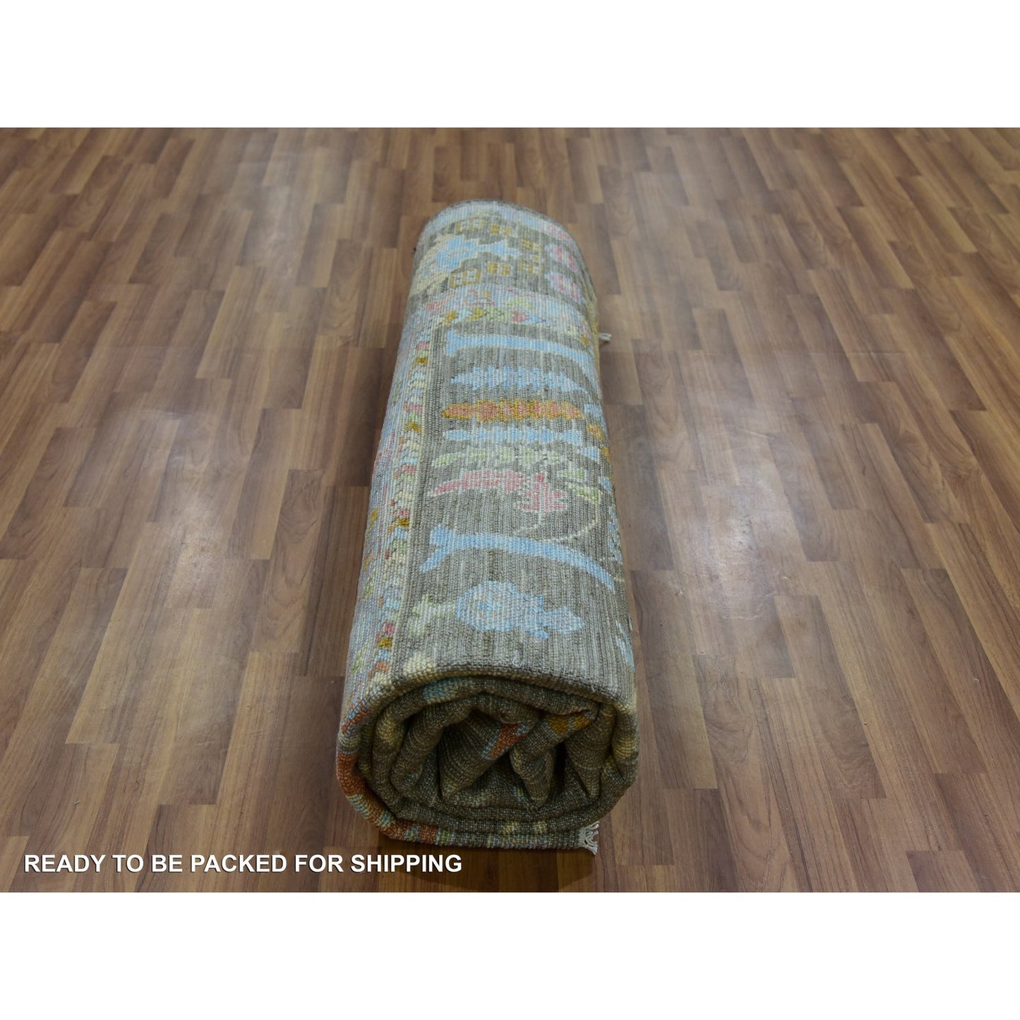 8'X10'3" Grayish Brown Hand Knotted 100% Wool Oushak Weave Oriental Rug