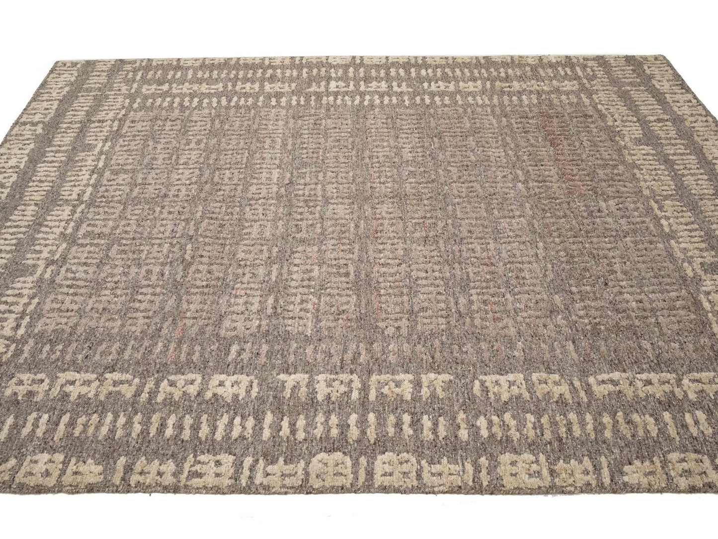 Modern Brown Bordered Design High-Low Relief