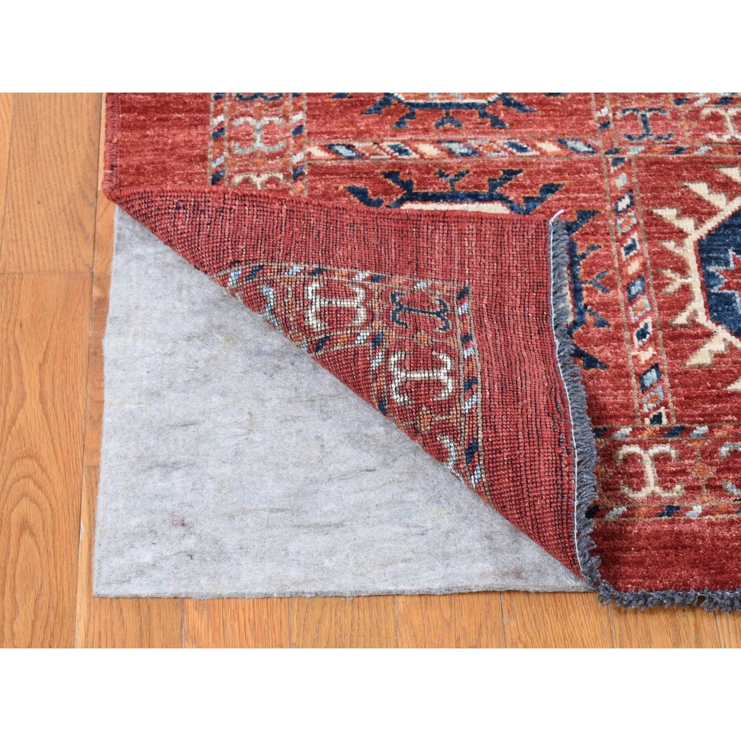 9'10"X14' Red Afghan Ersari Tekke Bokhara Pure Wool Hand Knotted Rug