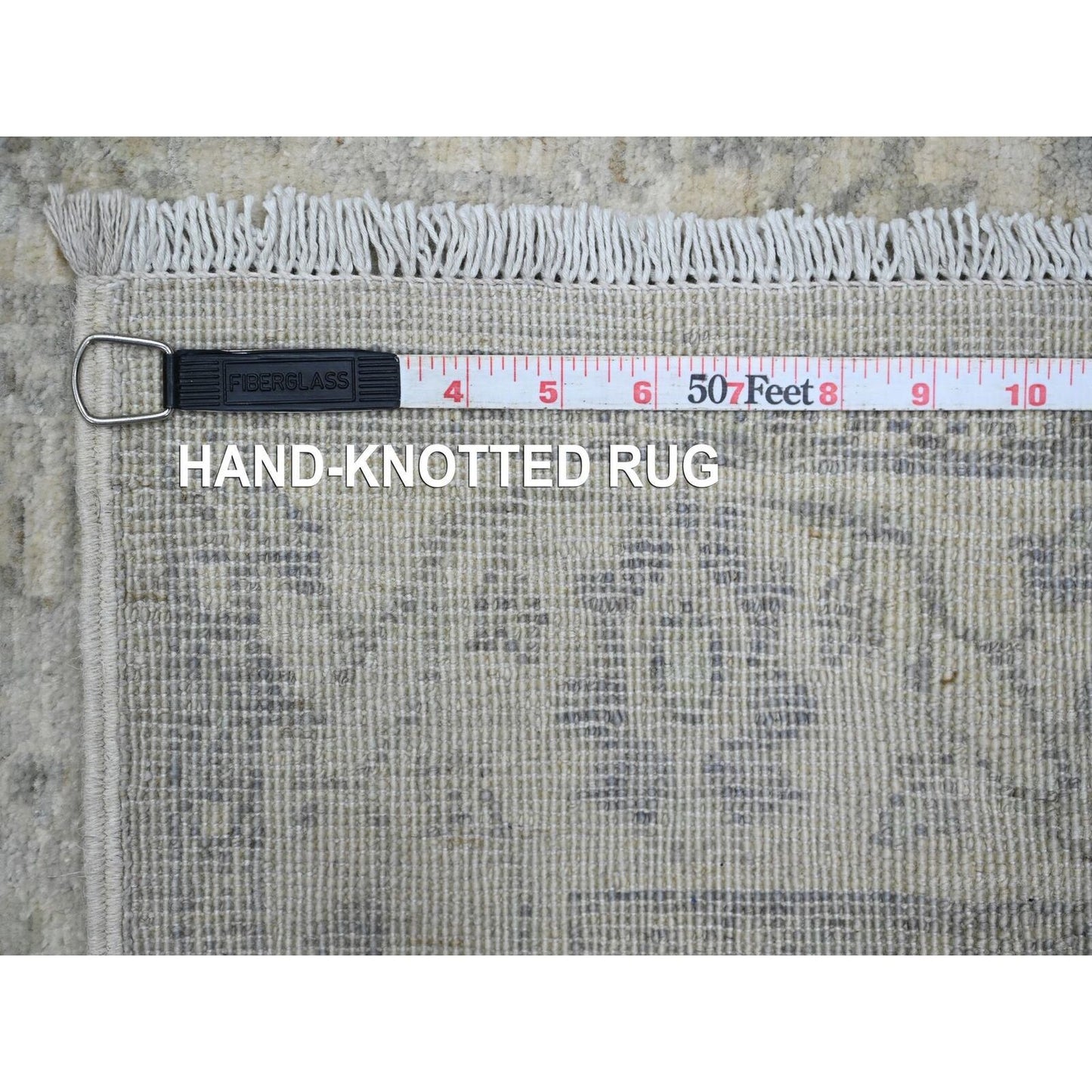 2'3"X29'4" Gray Heris Design High Mountain Wool Hand Knotted Runner Rug