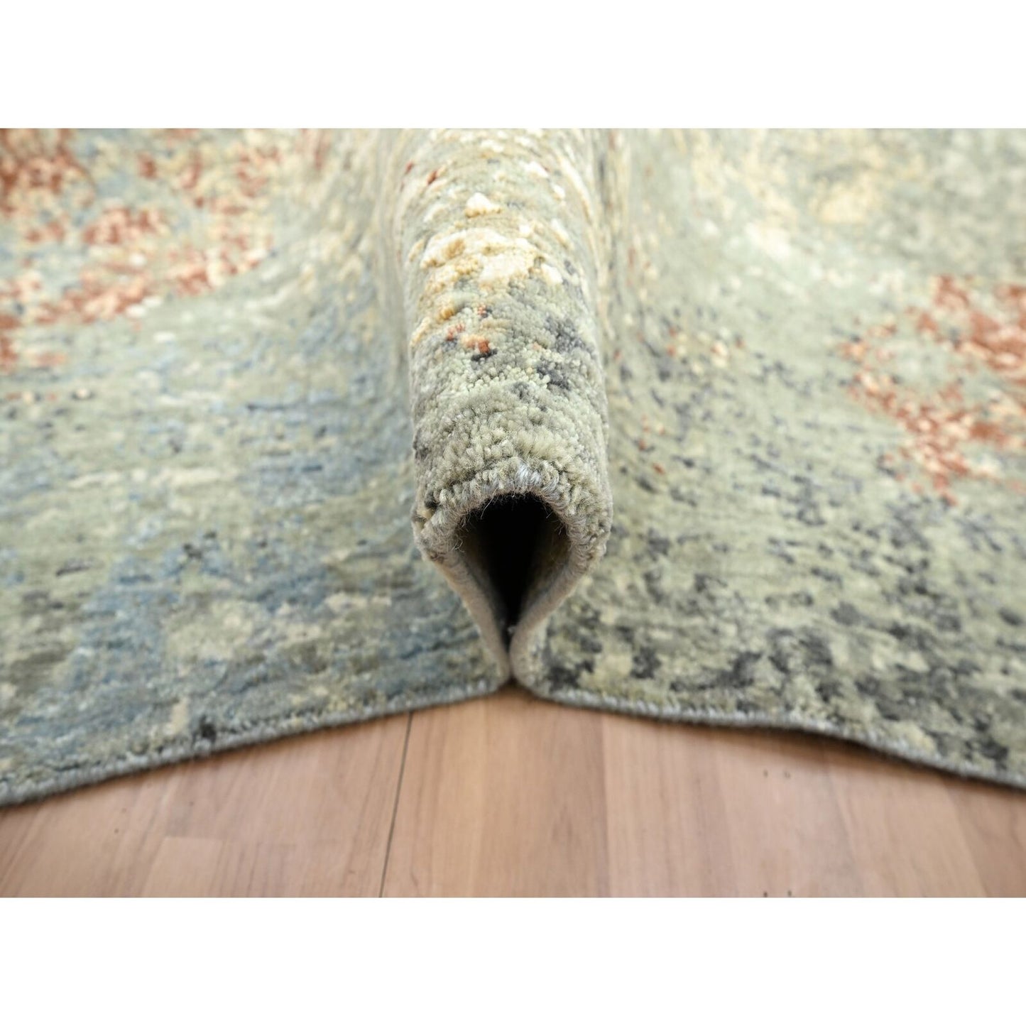 8'X10'6" Rust Red Zoroastrian Knot Abstract Design Wool Hand Knotted Rug
