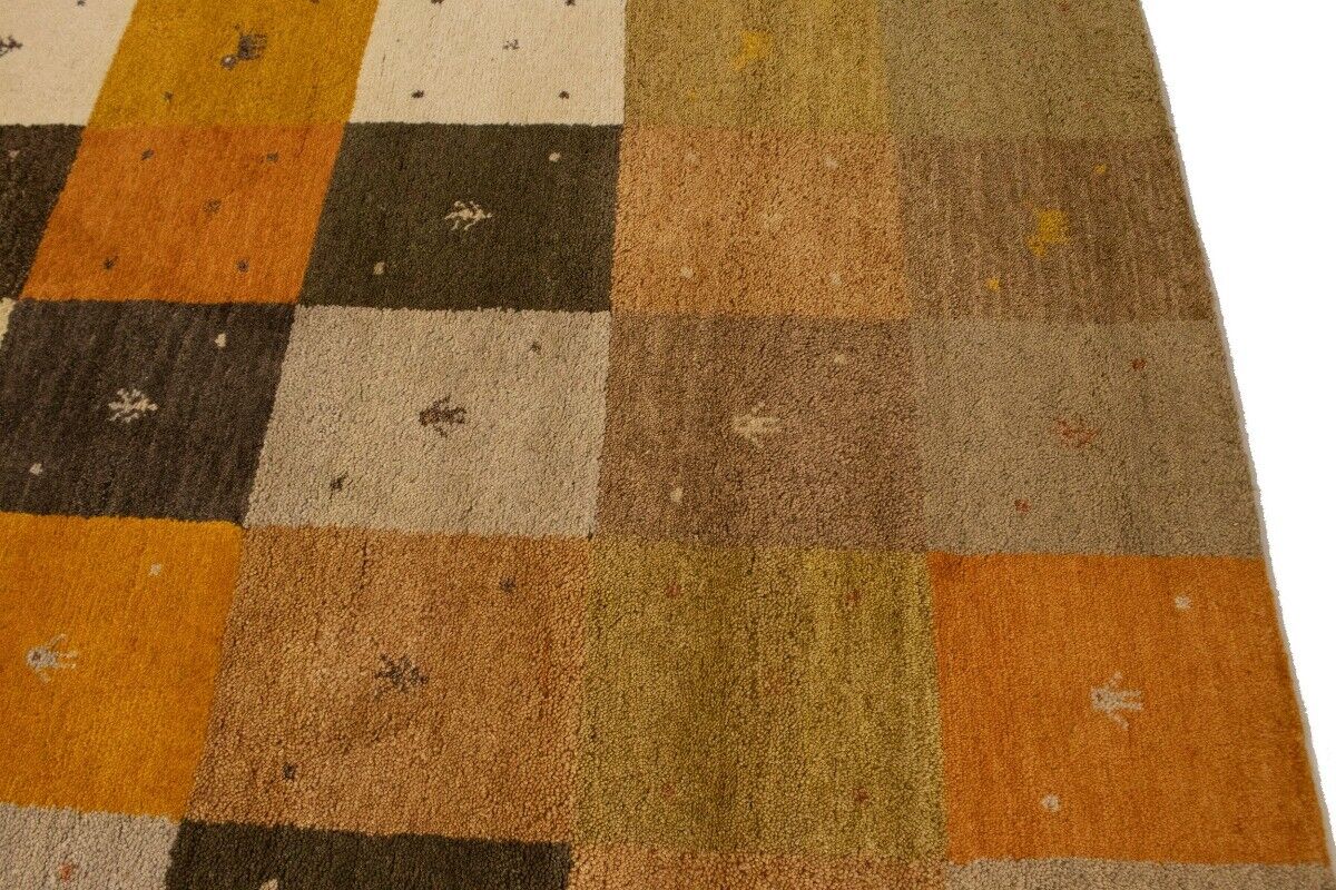 Modern Gabbeh Rug Multicolored Tribal Checker