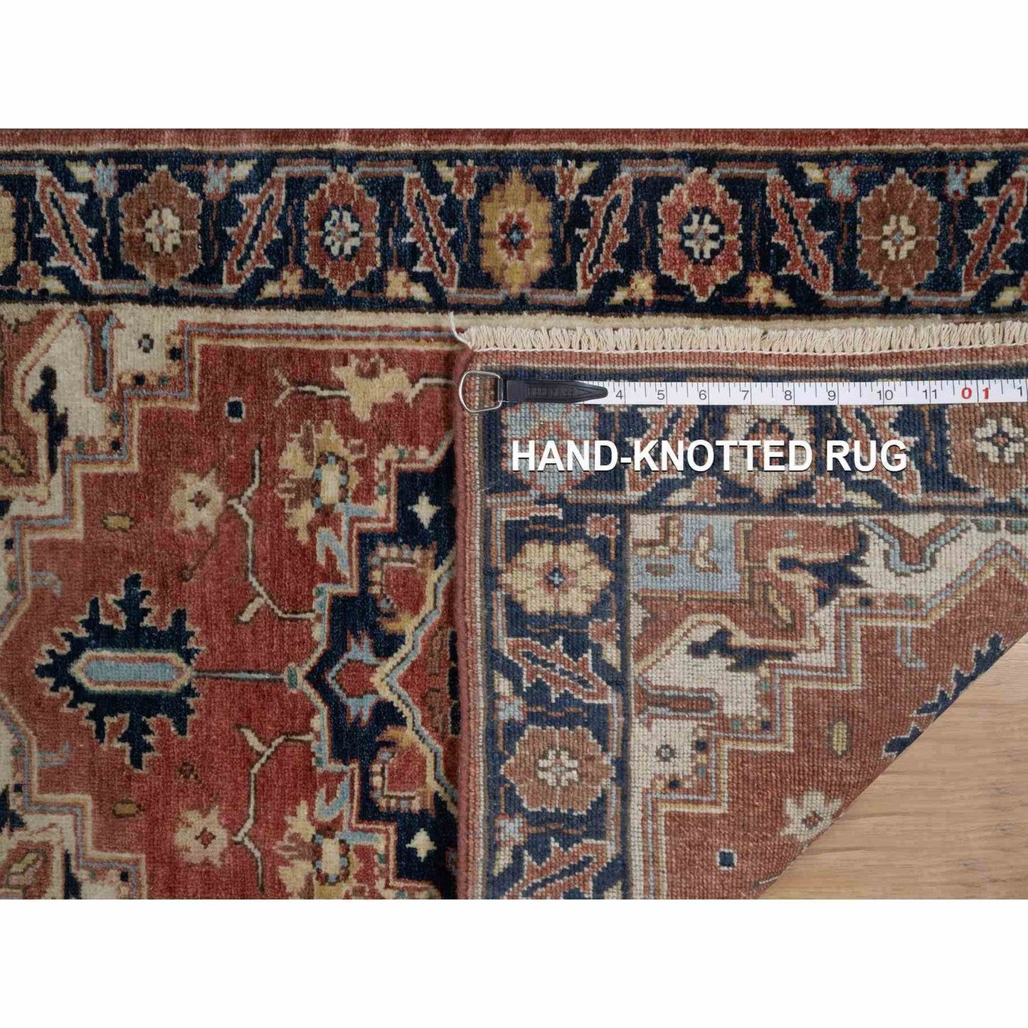 2'1"X3'2" Red Antiqued Heris Hand Knotted New Zealand Wool Sample Mat Rug