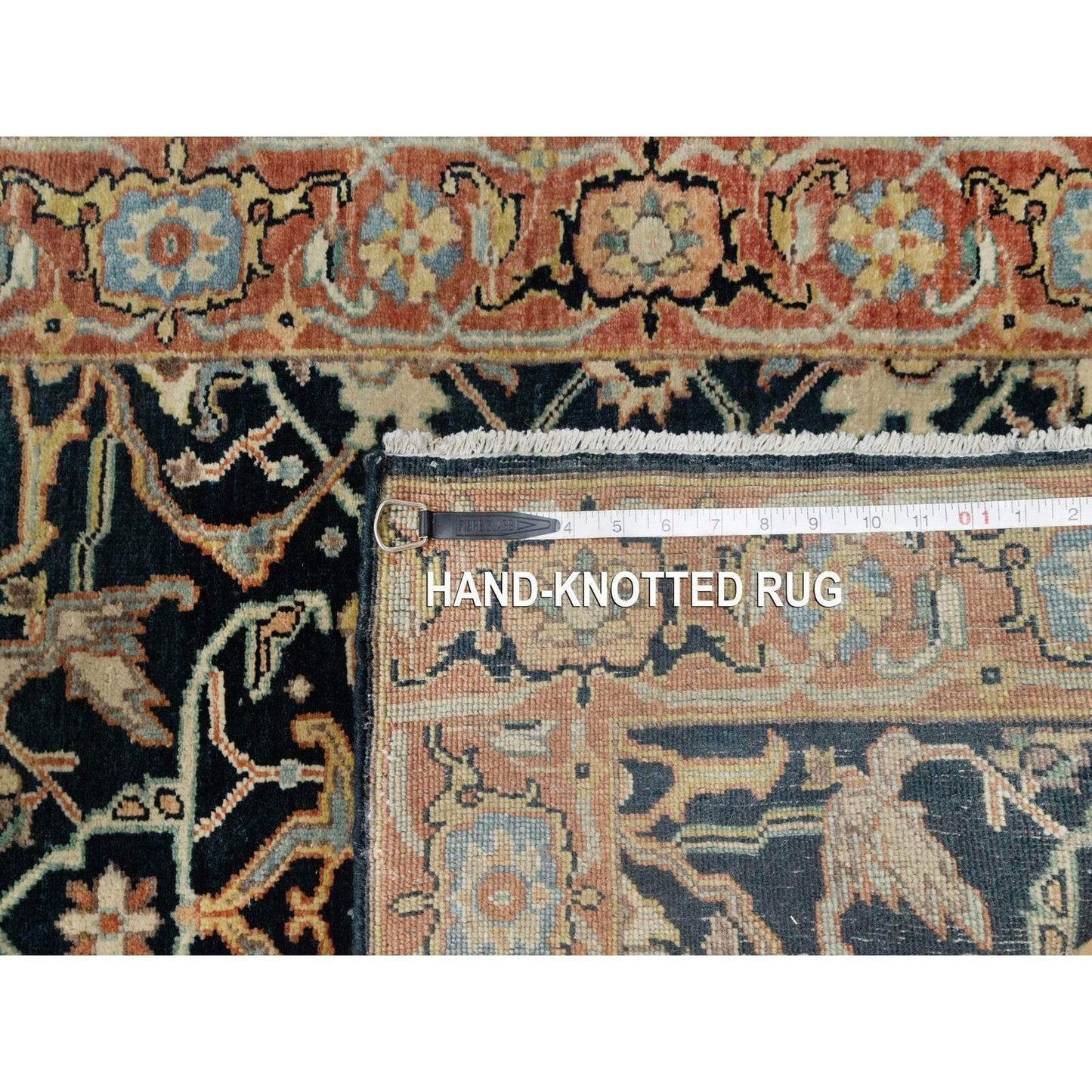 2'6"X10'1" Blue Hand Knotted Heris Re-Creation Wool Runner Oriental Rug
